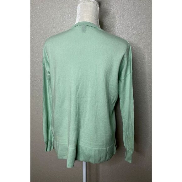 J. Crew Size XS 100% Merino Wool V-Neck Knit Sweater Thin V Neck Mint Green - Picture 2 of 7